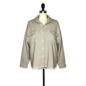 Cloud 10 Women S Southwest thick Blanket Jacket Shacket tan white fringe casual